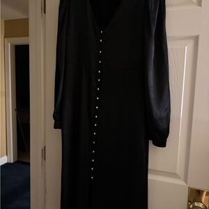 En Saison Red V-Neck Bishop Sleeve Dress